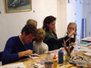 schilderworkshop, samen schilderen, meerluik, haarlem, vrijgezellen, familie-activiteit
